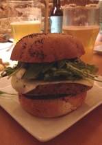 Seitan burger with vegan cheese
